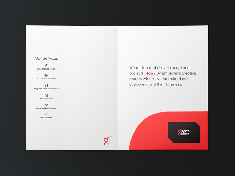 Presentation Folder Design black branding clean corporate identity corporate identity design corporate identity folder identity minimal presentation folder real estate red simple white