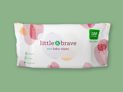 Eco Baby Wipes Packaging Design With Pattern baby wipes children clean colorful kids minimal packaging packaging design pattern design pink pattern simple white wipes