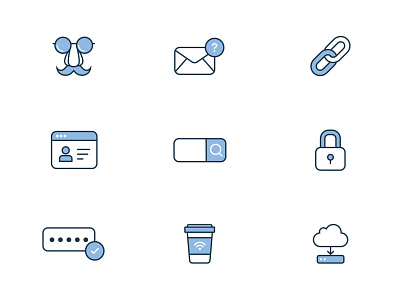 Blue Line Icon Set