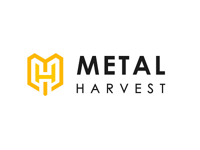 Yellow M and H Logo Design for a Metal Recycling Company minimal layout