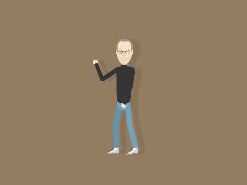 Steve Jobs walkcycle entrance 2d after effects animation character entrance flat gif illustration motion steve jobs thank you walk cycle