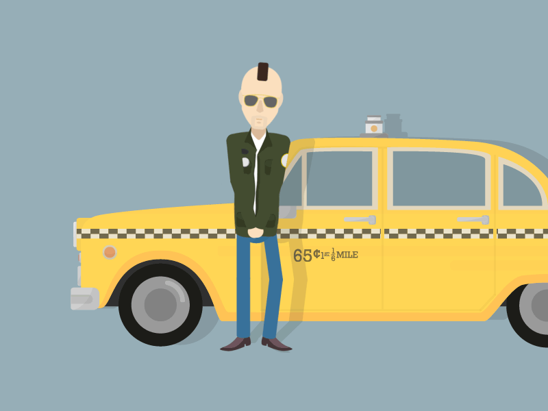 Travis Bickle animation blinking design gif graphic jacket motion reflection taxi taxi driver travis bickle whistle
