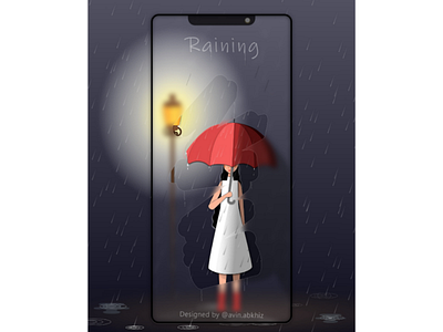 Rainy mobile design illustration ui design