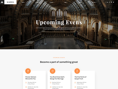 KARMA Church - Upcoming Events creative design events services webdevelopment wordpress wordpress design wordpress development wordpress theme