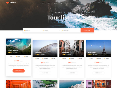 KARMA Travel - Tour List agency business creative design services tours travel travel agency webdevelopment wordpress wordpress design wordpress development wordpress theme