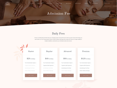 Rela SPA - Pricing Page business creative design massage pricing services spa webdevelopment wordpress wordpress design wordpress development wordpress theme