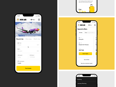 Nok Air clean UI mobile concept airline airplane booking concept form mobile ui uxui yellow