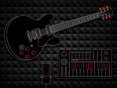 Instruments guitar illustration instruments microphone synthesizer vector