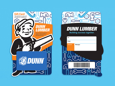 Dunn Lumber Gift Cards bolts card character gift gift card gift cards hammer mascot packaging screwdriver tools wrench