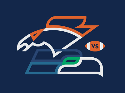 Super Bowl Matchup broncos denver football illustration seahawks seattle sports super bowl superbowl