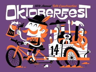 Oktoberfest Poster beer bicycle bike construction hammer hat mustache octoberfest oktoberfest pencil pretzel rickshaw screwdriver toolbox tools wheels