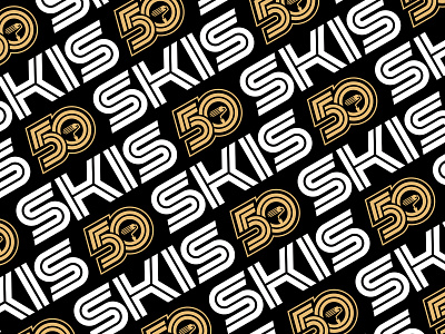 SKIS Painting Pattern 50 50 years anniversary branding design gold inline logo logodesign logotype paint paint roller pattern type