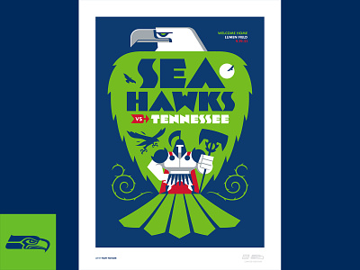 Seahawks Poster birds eagle football hawk illustration mascot nfl poster print screen screenprint seahawk seahawks seattle seattleseahawks sports tennessee tennesseetitans titan titans