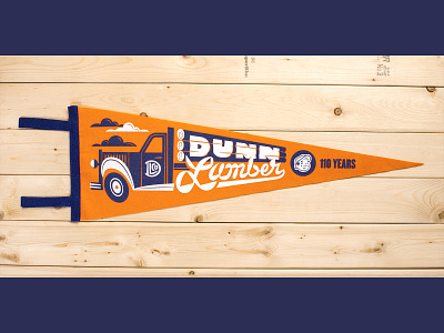 Dunn Lumber Pennant (Orange) branding custom type flag illustration lettering lumber monogram oxford pennant pennant truck type wood