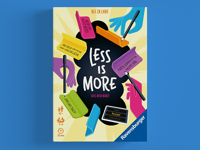 Less Is More board game box game hands illustration marker packaging party game pen pencil ravensburger