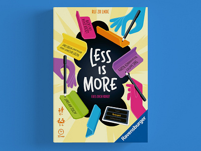 Less Is More board game box game hands illustration marker packaging party game pen pencil ravensburger