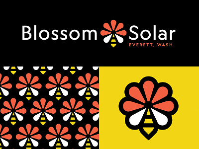 Blossom Solar bee branding flower insect logo mark pattern solar solar panel solar panels wordmark