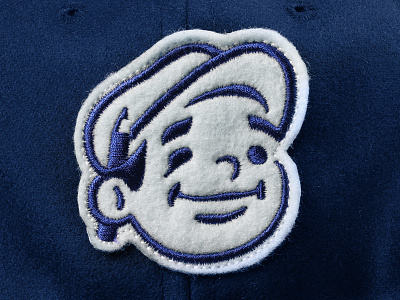 Dunn Lumber Hat (detail) baseball hat cap character ebbets ebbets field flannels embroidered embroidery felt hat hat design mascot pencil sewn wool wool hat