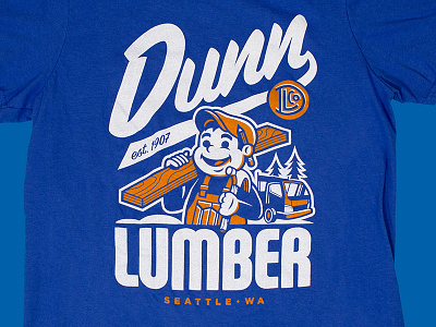 Dunn Lumber Tee character hammer illustration lettering monogram pencil script seattle t shirt tee truck wood
