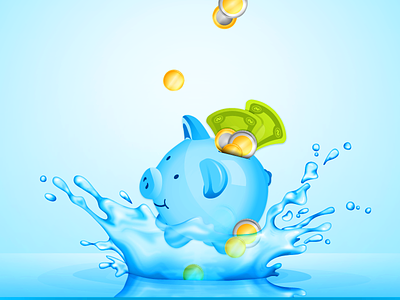 Clean Money money piggy bank splash vector water