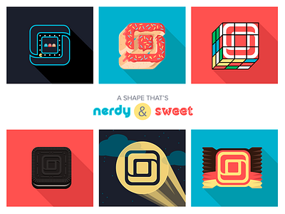 Logo Comps bat signal flat illustrator logo nerdy pacman rubiks cube sweet vector