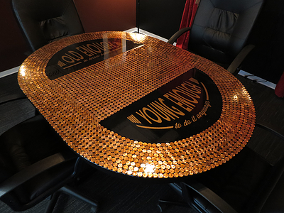 Penny Table Design interior design office pennies quote resin spray paint table