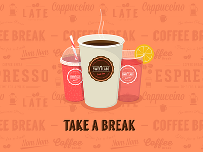 Take a Break Poster coffee break drink flat illustration juice pattern vector