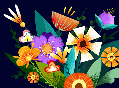 Beautiful flowers animation design hand drawn illustration illustrator stars