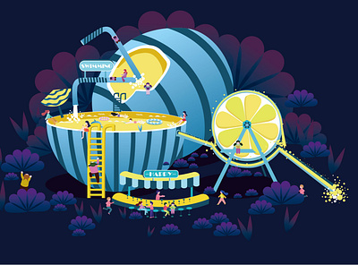 Lemon swimming pool. design illustration