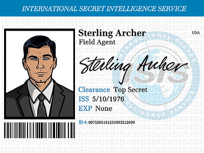Sterling Archer ID Badge archer badge halloween id badge isis secret spy sterling archer