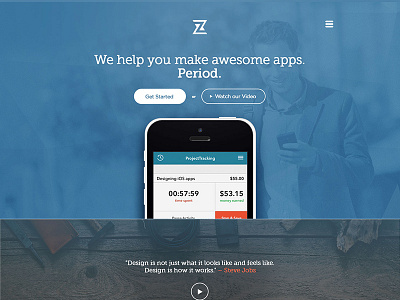 ZapIt! Design (Draft) blue minimalist mobile app service website