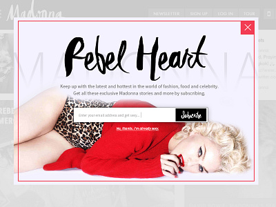 Daily UI 016 - Pop Up / Overlay daily ui madonna minimal newsletter overlay pop up rebel heart simple