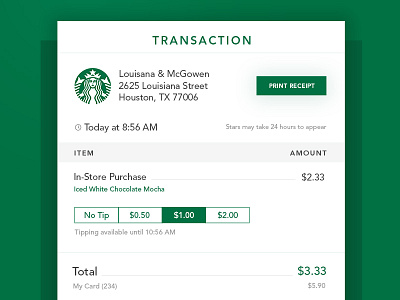 Daily UI 017 - Email Receipt daily ui email green minimal receipt simple starbucks