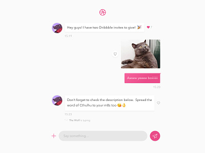 [Closed] Two Dribbble Invites chat dribbble giveaway invitations invites pink ui
