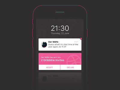 [Closed] Two Dribbble Invites dribbble giveaway invitations invites ios notification pink ui
