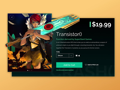 Transistor() black buy cart game minimal sketch supergiant transistor ui