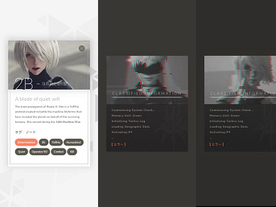 YoRHa (NieR: Automata) card dark glitch light nier automata profile ui video games