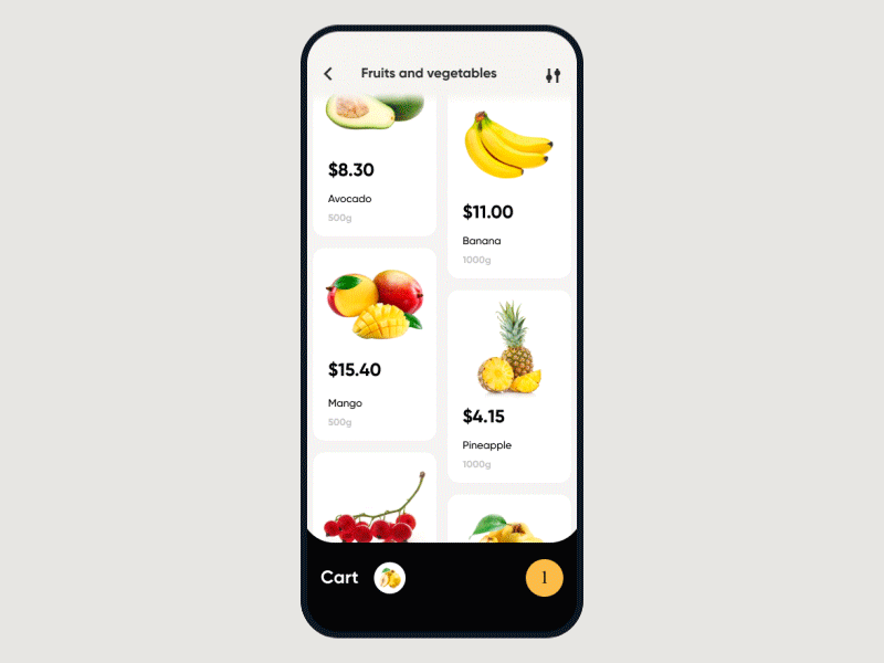 Grocery store, concept shopping app)