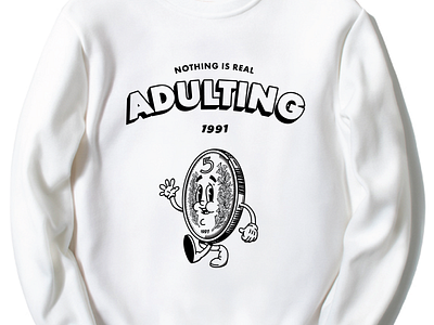 Adulting clothing design coins illustration millenial