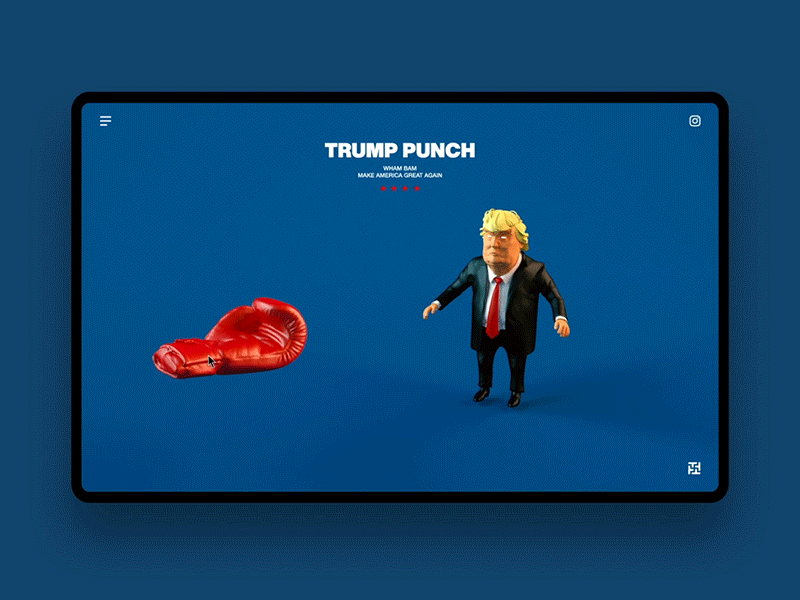 Punch Trump again america cinema4d donald donaldtrump great interactive make three.js trump ui ui design usa ux webgl