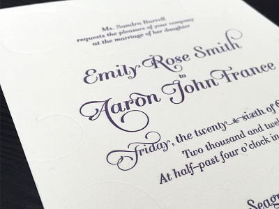 Blind Letterpress invitation letterpress wedding