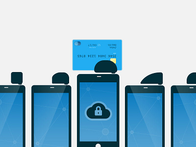 Swipe Anywhere credit card flat illustration iphone mobile