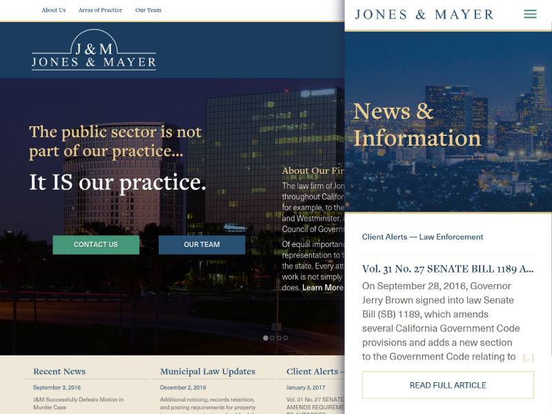 Jones & Mayer mobile news responsive website