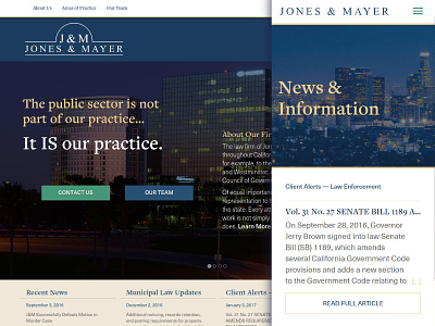 Jones & Mayer mobile news responsive website