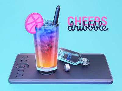 The Creative Cocktail 🍹 3d 3dart blender cocktail colorful dribbble drink eevee glass hello illustration tablet