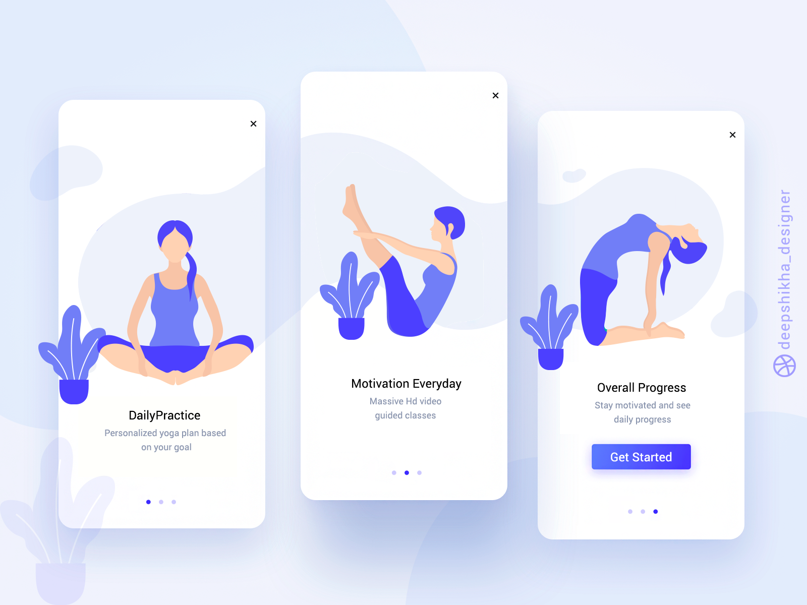 Onboarding screens for Yoga by deepshikha Garg on Dribbble