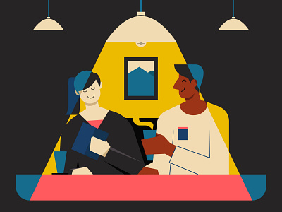 Cozy Illustration art direction coffee cozy design digital art friendship illustration manypixels tea unlimited design