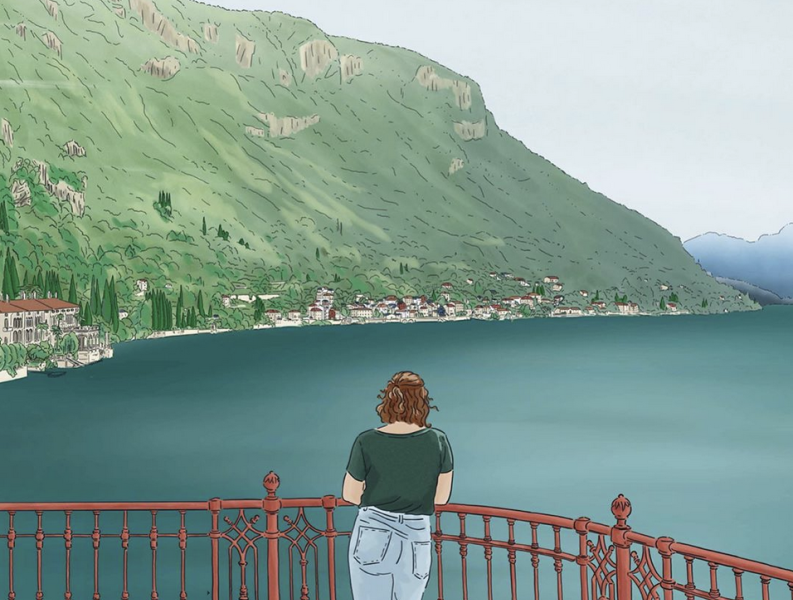 Lago di Como botanical dessin drawing garden girl illustration italian italy lac landscape plant travel vegetal villa