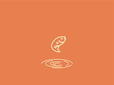 poisson frais aquatic dessin drawing fish logo fishing illustration illustrator jumping life logo nature orange ripples river salmon trout vector vector illustration water
