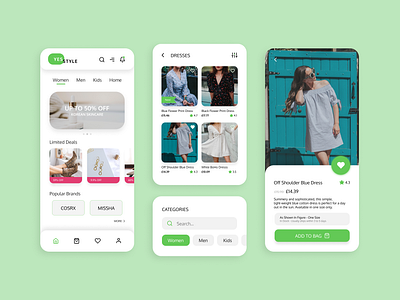 RE:Design - YesStyle Shopping App app concept design ecommerce fashion green mobile redesign shopping shopping app ui ux yesstyle